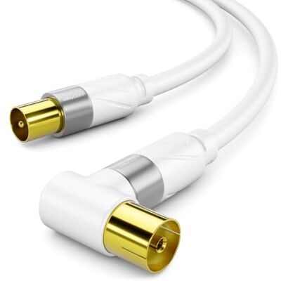 deleyCON 3,0m 4K Cavo Antenna TV Angolato Coassiale IEC HDTV Bianco deleyCON 3,0m 4K Cavo Antenna TV Angolato Coassiale IEC HDTV Bianco