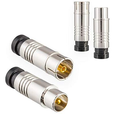 HB-Digital Spine per antenna 2X spine e 2X prese per TV via cavo Radio DVB-C / T2 antenne TV Spina di compressione IEC (maschio + femmina) per cavo di accoppiamento dell'antenna coassiale Cavo BK Systems 4K UHD HB-Digital Spine per antenna 2X spine e 2X prese per TV via cavo Radio DVB-C / T2 antenne TV Spina di compressione IEC (maschio + femmina) per cavo di accoppiamento dell'antenna coassiale Cavo BK Systems 4K UHD