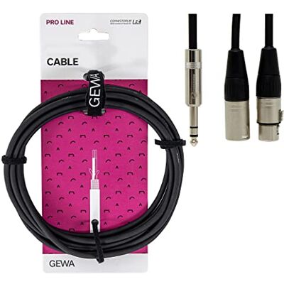 GEWA Cavo d'inserzione Pro Line 1,5 m, nero, spina REAN, 1x jack stereo 6,3 mm 1x XLR (m) & 1x XLR (f), GEWA Cavo d'inserzione Pro Line 1,5 m, nero, spina REAN, 1x jack stereo 6,3 mm 1x XLR (m) & 1x XLR (f),