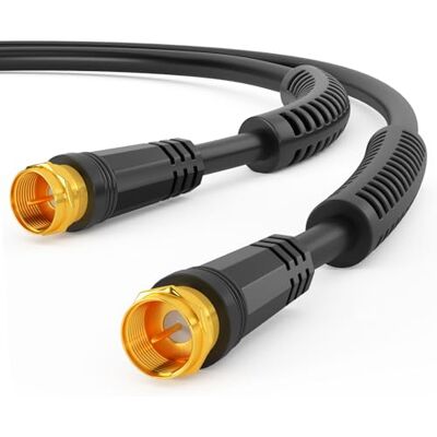 HB-Digital Cavo di collegamento satellitare HDTV nel connettore F, antenne coassiali con filtro canalizzato con nucleo in ferrite 2X 5 m Nero HB-Digital Cavo di collegamento satellitare HDTV nel connettore F, antenne coassiali con filtro canalizzato con nucleo in ferrite 2X 5 m Nero