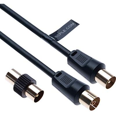 Keple Cavo Coassiale TV Trasmissione Di Segnali Coaxial Antenna Cable HD Televisori Ricevitori Video Audio TV VCR DVD, MASCHIO A FEMMINA con Adattatore Maschio Connettor 1m (Nero) Keple Cavo Coassiale TV Trasmissione Di Segnali Coaxial Antenna Cable HD Televisori Ricevitori Video Audio TV VCR DVD, MASCHIO A FEMMINA con Adattatore Maschio Connettor 1m (Nero)