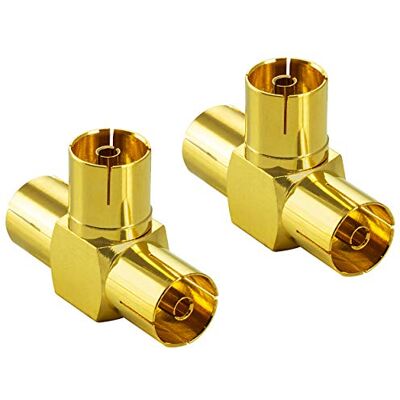 POPPSTAR 2x Distributore TV satellitare Adattatore coassiale per TV satellitare Adattatore a T (3x presa per antenna IEC) per cavo coassiale Cavo antenna placcato oro POPPSTAR 2x Distributore TV satellitare Adattatore coassiale per TV satellitare Adattatore a T (3x presa per antenna IEC) per cavo coassiale Cavo antenna placcato oro