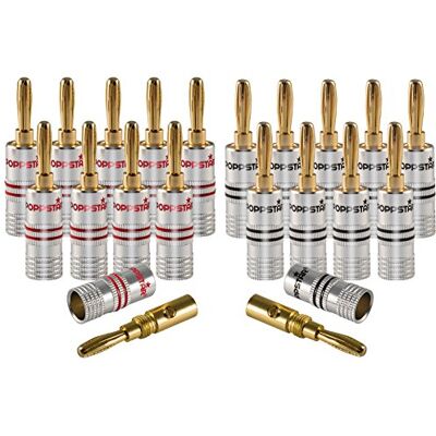 POPPSTAR Connettori a banana, per cavo fino a 4 mmq avvitamento o 6 mmq saldatura, contatti in oro 24k, set di 20 POPPSTAR Connettori a banana, per cavo fino a 4 mmq avvitamento o 6 mmq saldatura, contatti in oro 24k, set di 20