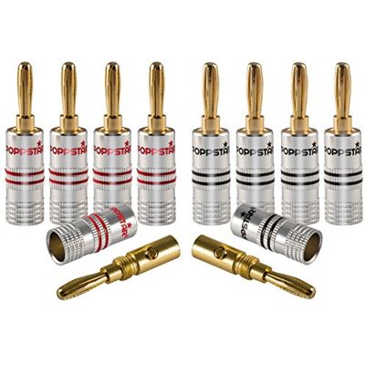 POPPSTAR Connettori a banana, per cavo fino a 4 mmq avvitamento o 6 mmq saldatura, contatti in oro 24k, set di 10 POPPSTAR Connettori a banana, per cavo fino a 4 mmq avvitamento o 6 mmq saldatura, contatti in oro 24k, set di 10