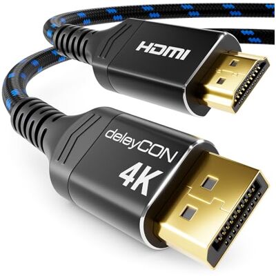 deleyCON 2m 4K Cavo DisplayPort a HDMI (Per Monitor, TV e Proiettori HDMI) 4K@60Hz Connettori in Alluminio e Cavo in Nylon per Computer, PC e Schede Grafiche con Porta DP deleyCON 2m 4K Cavo DisplayPort a HDMI (Per Monitor, TV e Proiettori HDMI) 4K@60Hz Connettori in Alluminio e Cavo in Nylon per Computer, PC e Schede Grafiche con Porta DP