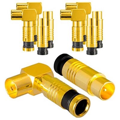 HB-Digital Spina antenna 5X spina diritta e 5X angolo presa per TV via cavo DVB-C / T / T2 radio TV IEC maschio + femmina spina di compressione Vegoldet per cavo antenna sistemi BK 90 ° gradi HB-Digital Spina antenna 5X spina diritta e 5X angolo presa per TV via cavo DVB-C / T / T2 radio TV IEC maschio + femmina spina di compressione Vegoldet per cavo antenna sistemi BK 90 ° gradi
