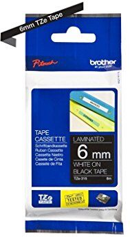 Brother Nastro Laminato, 5.8 mm, Bianco/Nero