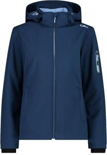 CMP Giacca in Softshell da Donna con Cappuccio Removibile, Blue-Sky, 44