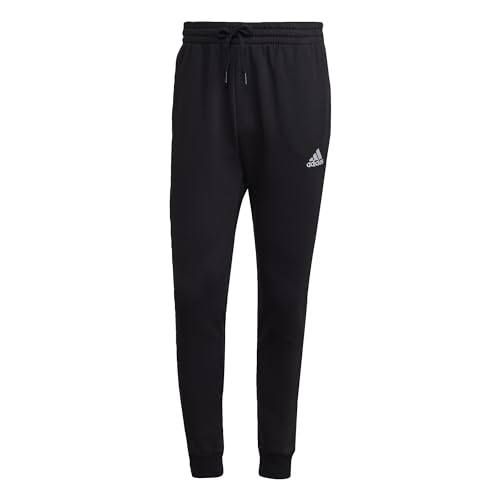 Adidas Regular Tracksuit Bottoms Pantaloni da Uomo, Essentials Fleece, Black / White, L Short