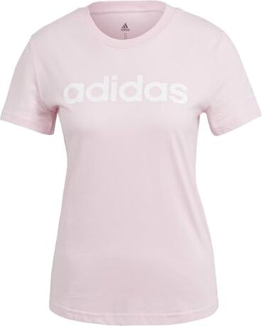 Adidas Essentials Slim Logo, T-shirt Donna, Clear Pink/White, XS