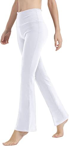 LaiEr Pantaloni da Yoga per Le Donne Controllo della Pancia Allenamento Bootleg Pantaloni a Vita Alta Pantaloni Elasticizzati a 4 Vie con Tasche Interne, Bianco, XXXL