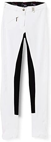 HKM Reithose -Basic Belmtex Grip- 3/4 Besatz 5909, Pantaloni Da Equitazione Donna, Bianco (Weiß/Schwarz), 42