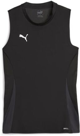 Puma teamGOAL Sleeveless Jersey Wmns, Tee Unisex, Nero Bianco-Piatto Grigio Scuro, L