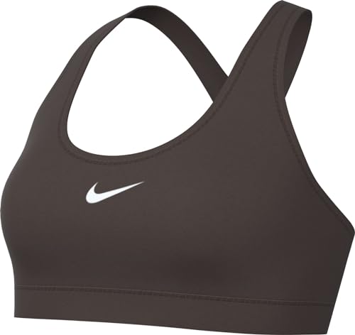 Nike W Nk Swsh LGT SPT Bra, Marrone/Bianco, S Donna