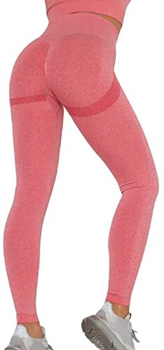 Tuopuda Leggins Donna Sportivi Pantaloni Palestra Vita Alta Leggings Push Up Anticellulite per Fitness Allenamento Jogging Pantaloni Tuta Yoga Pants Sexy Booty Scrunch Opaco Elastici, Anguria rossa, L