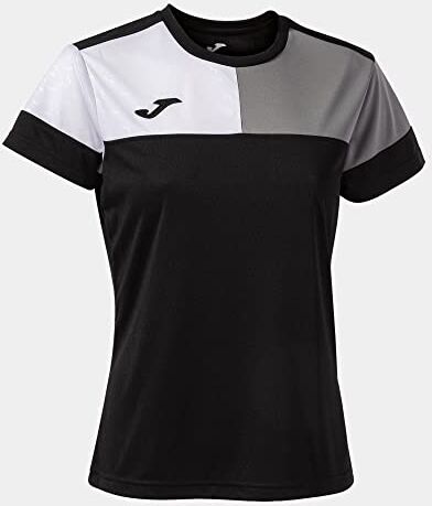 Joma Maglia a Manica Corta Donna Crew V Nero Grigio Bianco