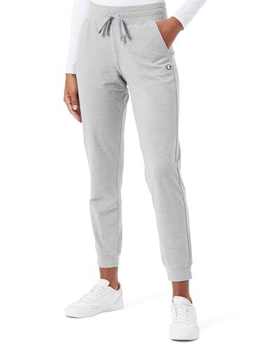 Champion Legacy Icons W-Cotton Lycra Cuffed Pantaloni da Tuta, Grigio Melange, XL Donna