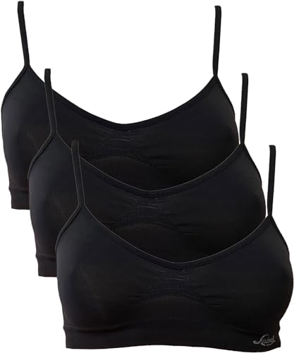 Liabel Brassiere Donna Seamless Confezione da 3 Pz. Reggiseno Sportivo in Microfibra Senza Cuciture Made in Italy (S-M, Nero)