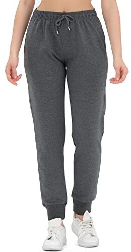 ROSS CAMP Pantaloni Sportivi Donna Cotone, Pantaloni della Tuta Donna, Pantaloni Estivi Donna, per Yoga e Fitness, Pantaloni da Donna Moderni e Comodi a Vita Alta (Antracite, XS)