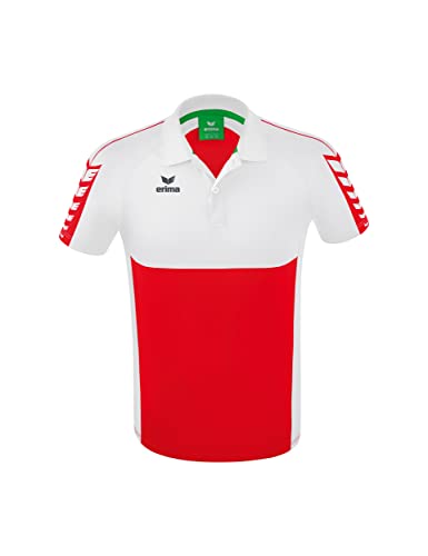 Erima Uomo Maglietta polo Six Wings, rosso/bianco, L