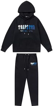 BIXPAK Set di Tuta da Uomo e Donne Ricamo Trapstar di Marca alla Moda,Giacca con Cappuccio E Pantaloni,Felpa con Cappuccio,Set Felpa in Pile con Cappuccio (S, Black e)