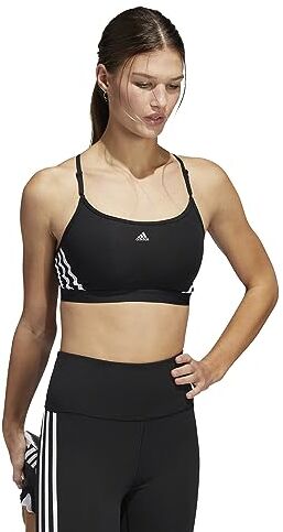 Adidas Aeroreact Training 3-Stripes Light Support Workout Bra, Reggiseno Sportivo Donna, Black/White, L A-C