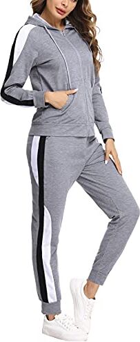 Litherday Tuta Donna Cotone Completo Sportiva Donna Tuta Donna Sportiva Tuta Donna Elegante Tuta da Jogging Ampia da Donna Adatto per La Corsa e L'abbigliamento Casual da Casa Grigio M