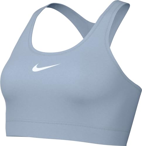 Nike W Nk Swsh Med SPT Bra, Lt Armory Blue/White, XXL Donna