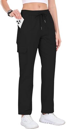 MoFiz Jinshi Pantaloni Trekking Donna Leggeri Pantaloni da Cargo Jogging Impermeabi Asciugatura Rapida Pantaloni da Escursionismo Esterno Pantaloni Sportivi Casual Nero Taglia XS