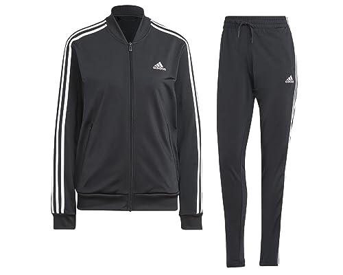 Adidas , Essentials 3-Stripes, Tuta, Top: Fondo Nero/Nero: Nero/Bianco, Xl, Donna