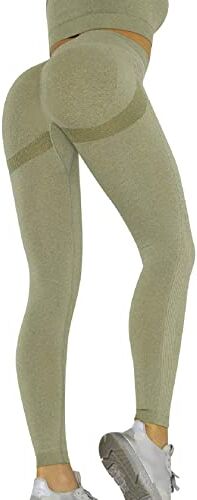 Tuopuda Leggins Donna Sportivi Pantaloni Palestra Vita Alta Leggings Push Up Anticellulite per Fitness Allenamento Jogging Pantaloni Tuta Yoga Pants Sexy Booty Scrunch Opaco Elastici, Verde, L