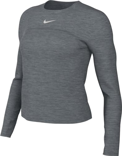 Nike -084 W NK Swift ELMNT DF UV CRW Top Maglia Lunga Donna Smoke Grey/LT Smoke Grey/Reflective Taglia L