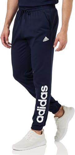 Adidas Essentials Single Jersey Tapered Elasticized Cuff Logo Joggers, Pantaloni sportivi Uomo, Legend Ink, L Tall