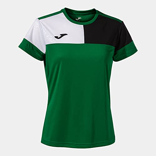 Joma Maglia a Manica Corta Donna Crew V Verde Nero Bianco