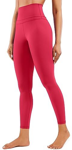 CRZ YOGA Donna Vita Alta Yoga Fitness Spandex Palestra Pantaloni Sportivi 7/8 Leggins con Tasche 64cm Viva Magenta 46