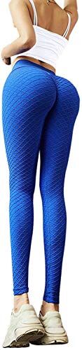 Memoryee Leggins Donna Sportivi Anticellulite Pantaloni Push up Booty Pantacollant Vita Alta Fitness Elastici Taglia Grossa Leggings Yoga/Blue-Style7/S