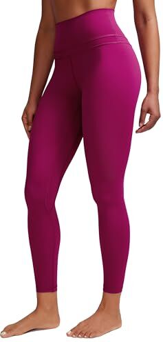 CRZ YOGA Donna Vita Alta Yoga Fitness Spandex Palestra Pantaloni Sportivi 7/8 Leggins con Tasche 64cm Magenta Viola-R009 46