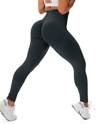 STARBILD Leggins Sportivi da Donna Push Up Sexy, Pantaloni Palestra Vita Alta Scrunch Butt, Seamless Calzamaglie per Yoga Fitness, F4160 Push Up Blu Scuro XL