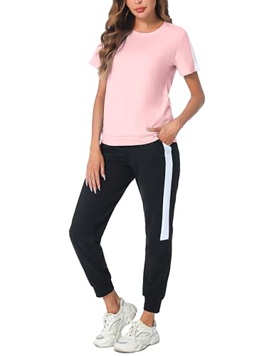 Litherday Tuta Donna Completa Tute Donna Elegante Tute da Ginnastica da Donna Estiva Completo Palestra Donna Completo Donna Elegante Fitness Jogging Rosa S