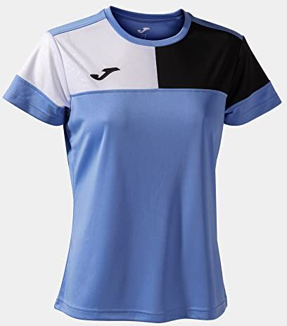 Joma Maglia a Manica Corta Donna Crew V Blu Nero Bianco