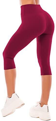 SINOPHANT 3/4 Leggins Capri Vita Alta Donna, Estivi Leggings Donna Fitness Corti Pantaloncini Yoga Coprenti Pinocchietto Controllo della Pancia Opaco Elastici Morbido per Sportivi o Casual