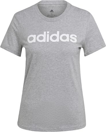 Adidas Essentials Slim Logo, T-shirt Donna, Medium Grey Heather/White, XXS