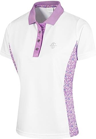 Island Green Polo da Golf da Donna, Traspirante, ad Asciugatura Rapida, Anti-umidità, 2239 Bianco/Viola, M