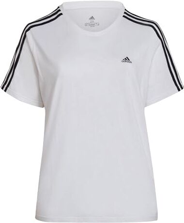 Adidas , Loungewear Essentials Slim 3-Stripes, Maglietta, Bianco Nero, 2X, Donna