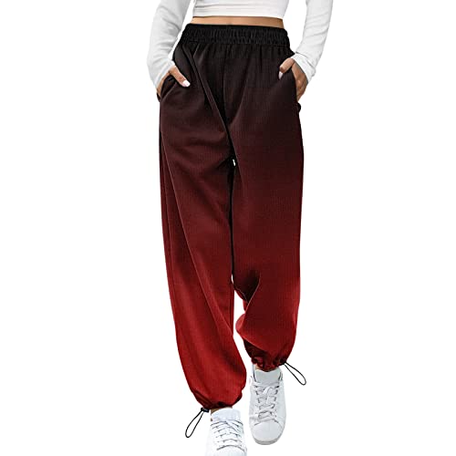KEERADS Jeans Con Salone in vita Calze Sporty Women's High pockets fit jogger pantaloni atletici pantaloni sweatpants stampa pantaloni Pantaloncini Sport Blu Ragazza (Red-5, L)