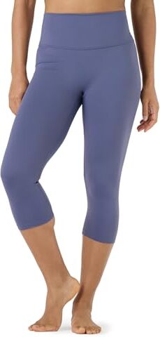 LAPASA Leggings Sportivi Capri Donna 3/4 L02A1/B1 Pantaloni Yoga Vita Alta Elasticizzati Allenamento Corsa Spinning Palestra Fitness Zumba Push Up Blu Acciaio XL