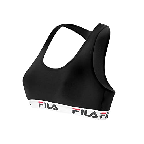 Fila Reggiseno Donna Cotone, Reggiseno Sportivo, Senza Ferretto, Nero, Taglie M