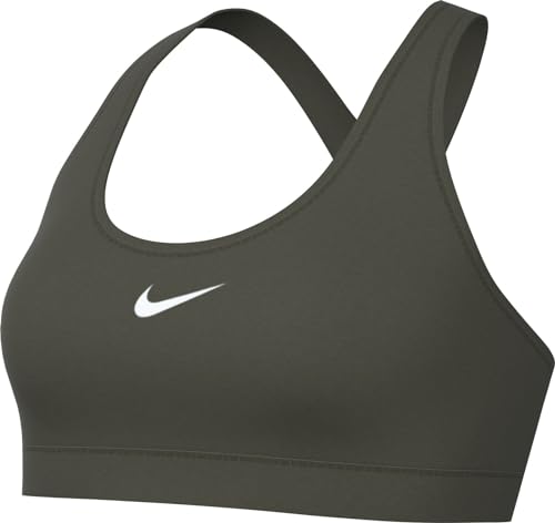 Nike W Nk Swsh LGT SPT Bra, Cachi Cargo/Bianco, S Donna