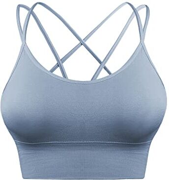 Sykooria Reggiseno Sportivo Donna Top Reggiseno Donna Senza Ferretto con Imbottito Top Donna Fitness Supporto Bustino per Yoga Running Blu Chiaro XL