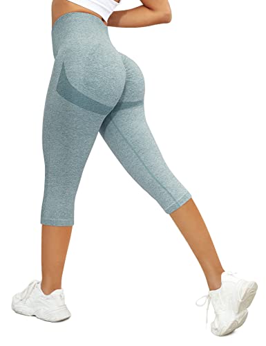 PASUDA Leggins Donna Sportivi 3/4 Fitness Leggings Push up Vita Alta Anticellulite Pantaloni da Yoga Elastici Jogging Pants Controllo Pancia per Palestra, Allenamento, Corsa, Pilates (Blu, S)